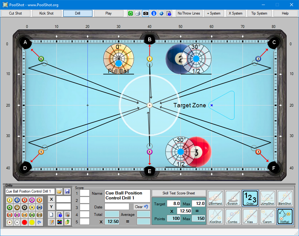 Cue Ball Position Control Drill 1